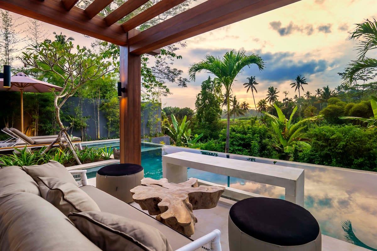 Outside sitting area overlooking the Ubud jungle 