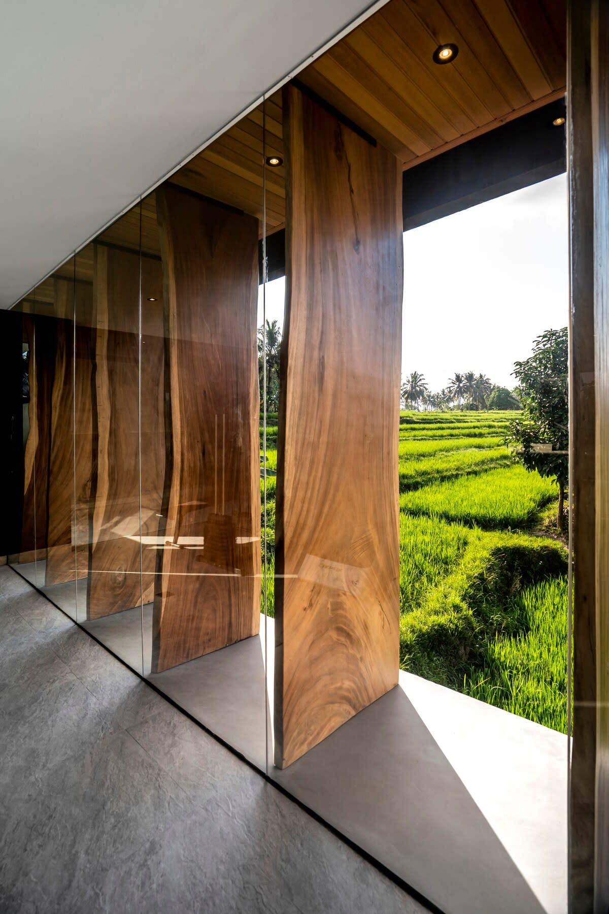 Wooden architecture of the gym area 