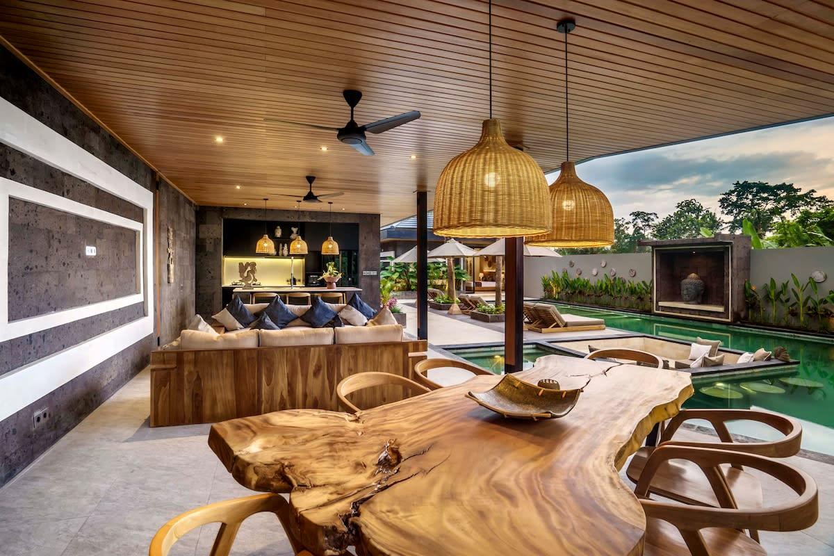 Beautiful wooden styled interior dining area 