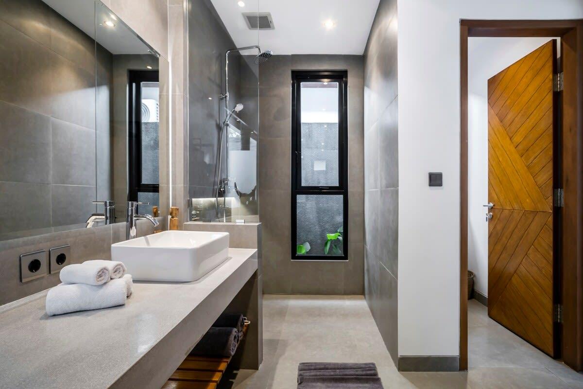 Modern illuminated inside bathroom