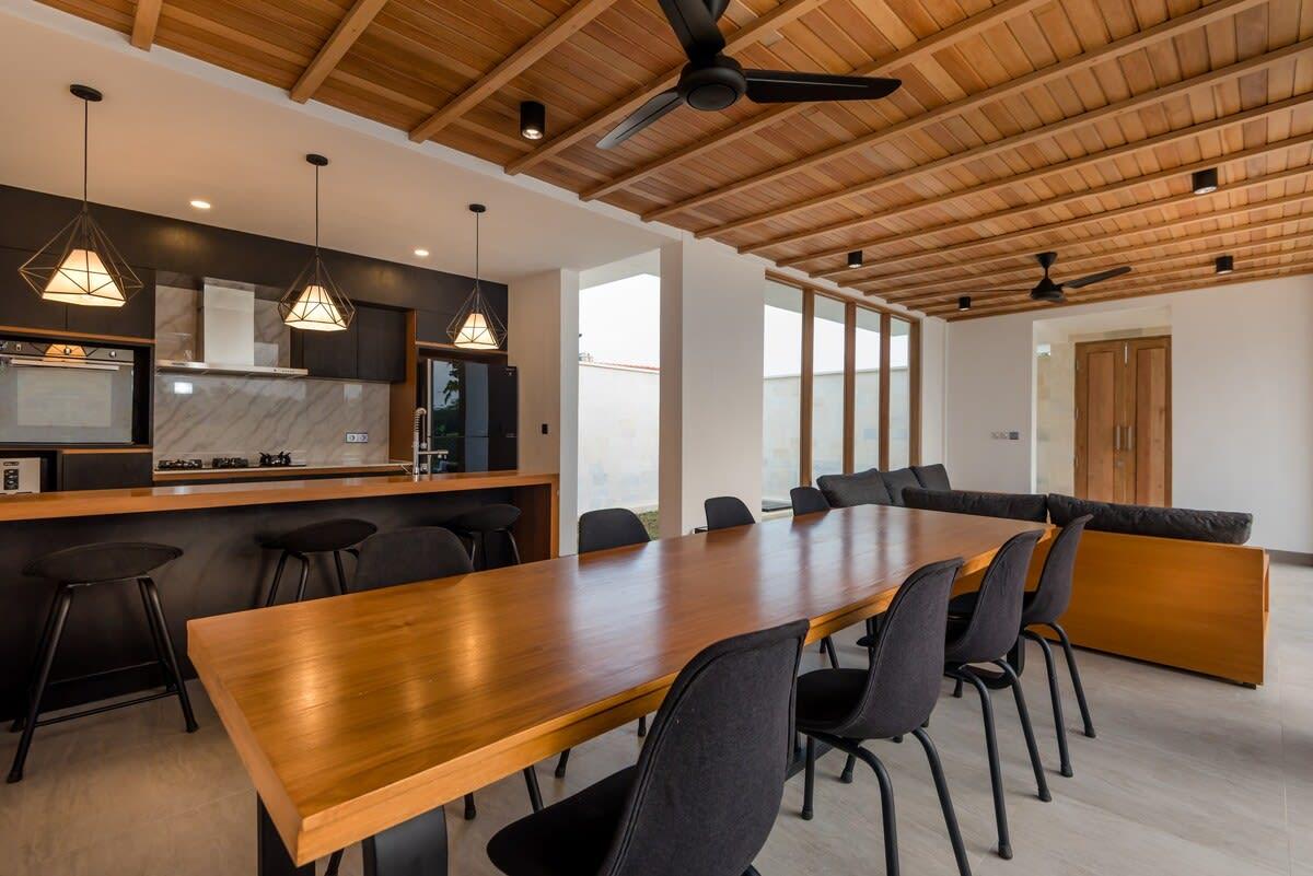 Spacious wooden dining area 