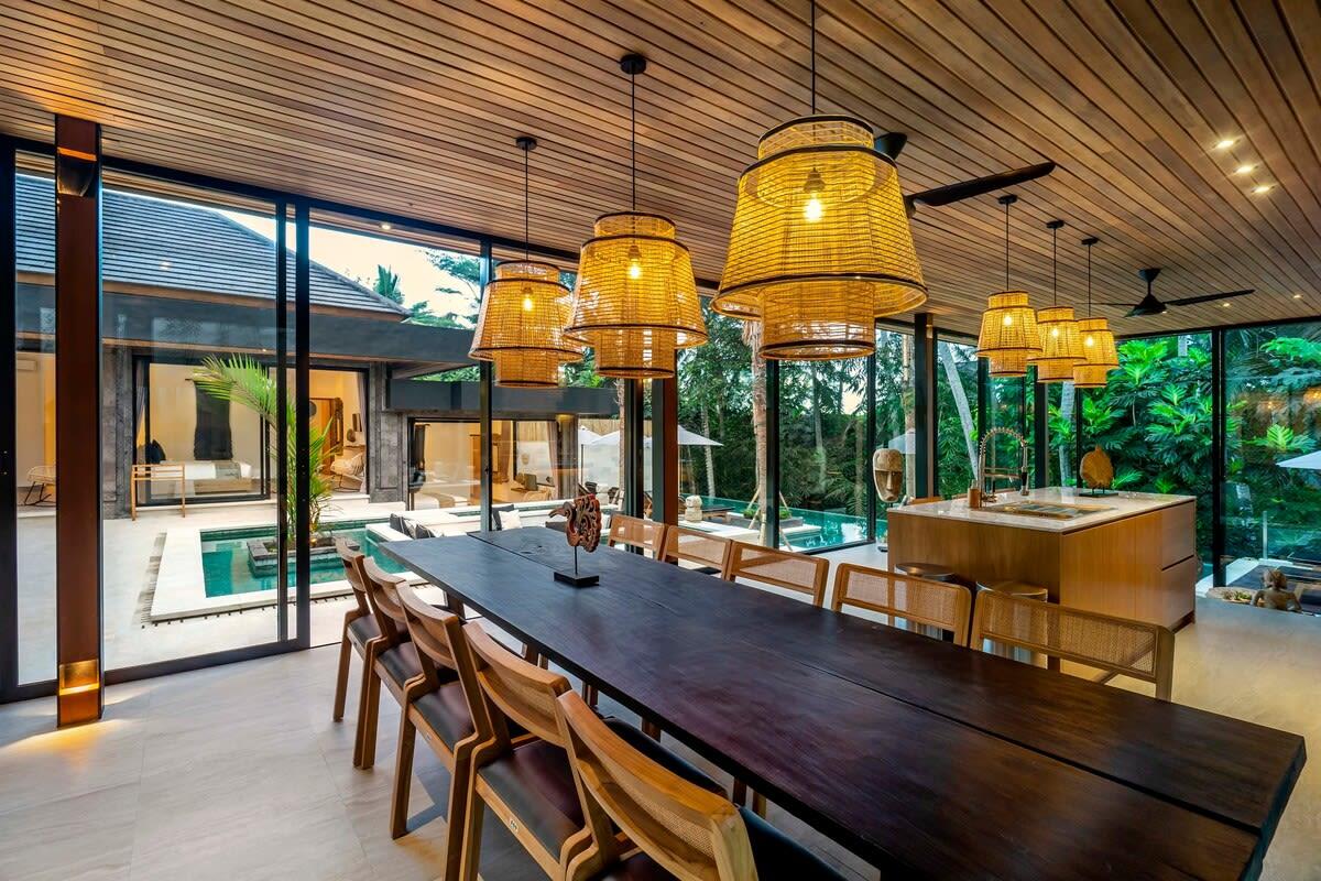 Inside wooden styled dining area 