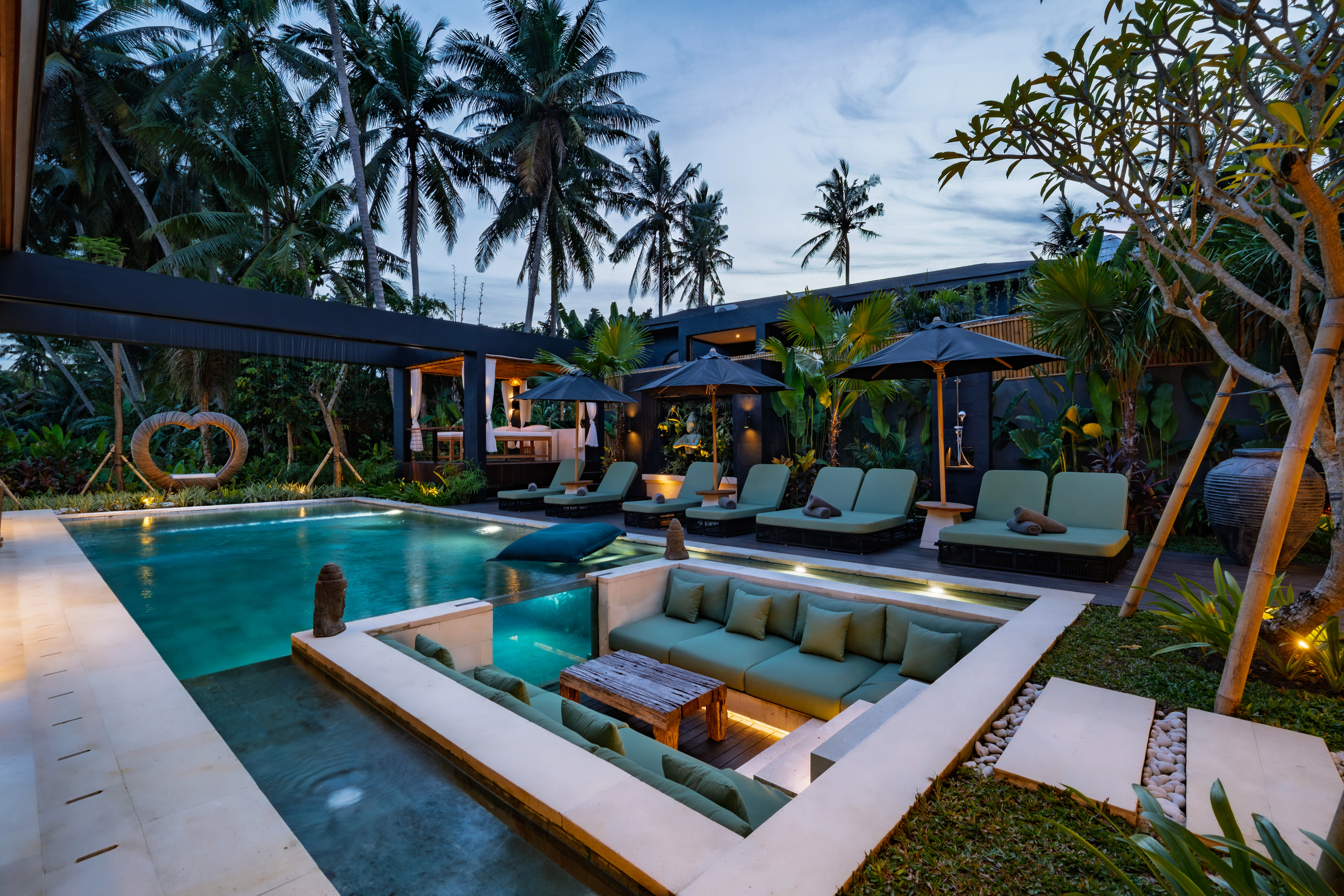 outside villa night