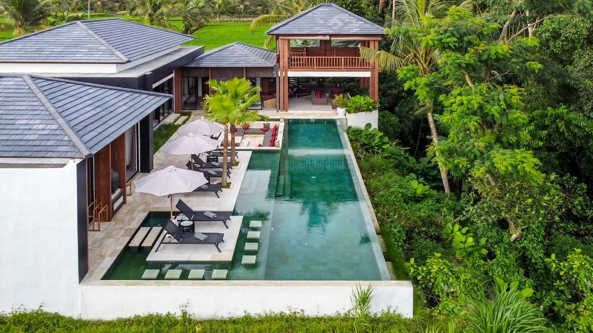 Side view of the outside space of the villa 