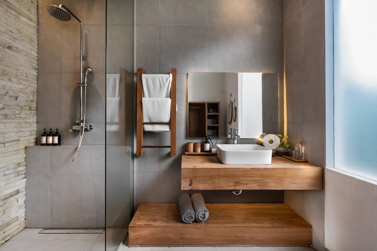 Experience ultimate comfort in our pristine bathroom